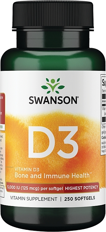 Пищевая добавка "Витамин D3" - Swanson Vitamin D3 5000 IU — фото N1