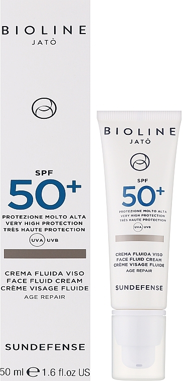 Солнцезащитный омолаживающий крем-флюид для лица с высокой степенью защиты - Bioline Jato Sundefense Very Higt Protection Face Fluid SPF50+ — фото N2