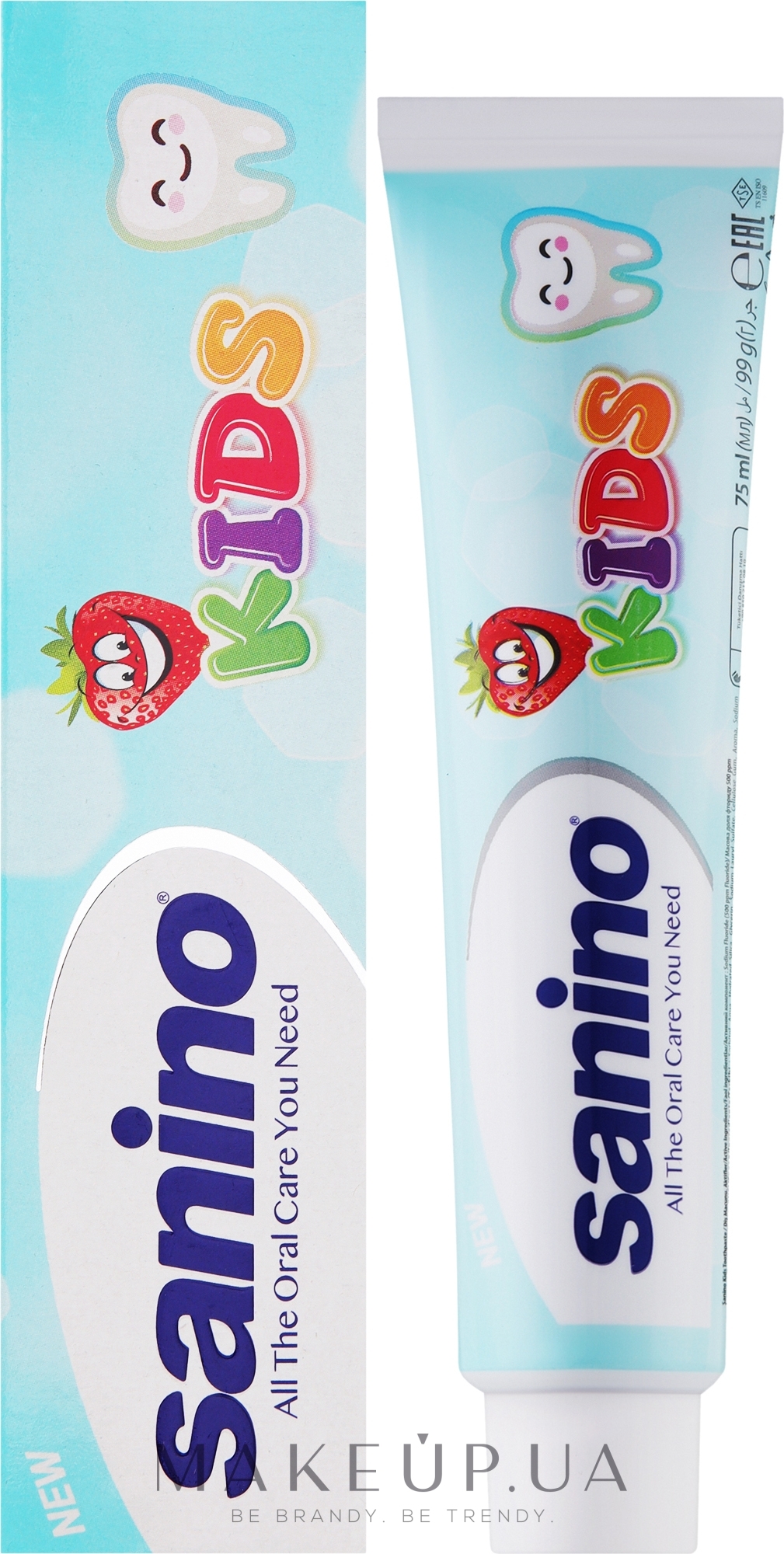 Зубная паста "Бережная забота для детских зубов" с клубничным вкусом - Sanino Kids — фото 75ml