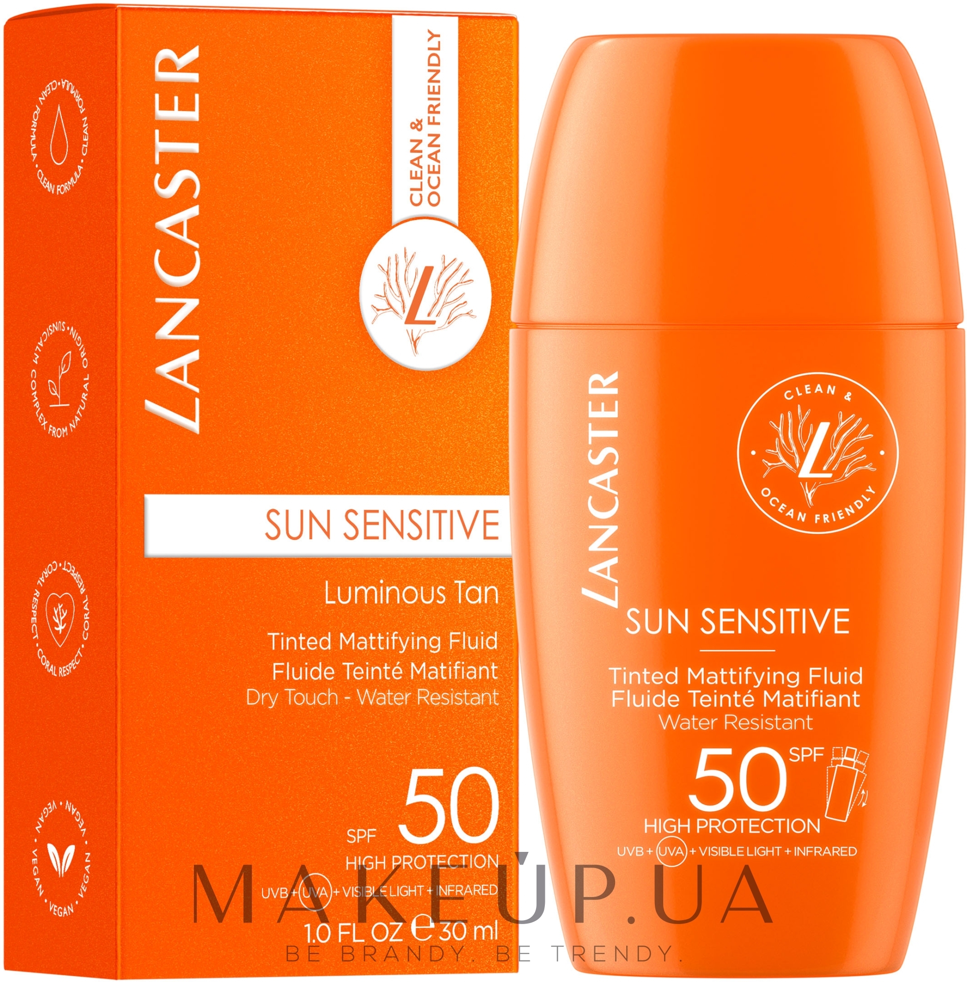 Відтінковий матувальний флюїд для обличчя - Lancaster Sun Sensitive Tinted Mattifying Fluid SPF50 — фото 30ml