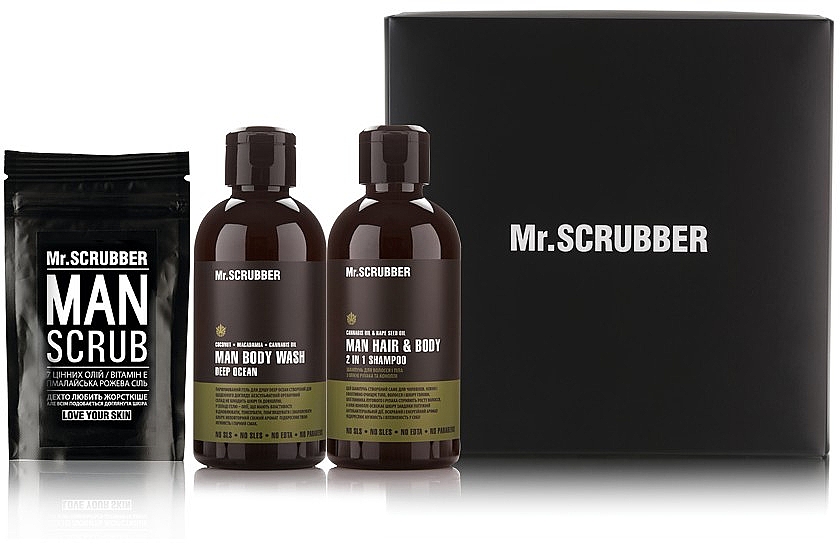 Набор - Mr.Scrubber "New Man Basic " (body/scr/100 g + sh/gel/265 ml + shm/265 ml)