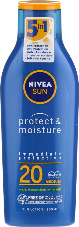 Сонцезахисний зволожувальний лосьйон для тіла - NIVEA Sun Protect & Moisture Sun Lotion SPF20 — фото N1