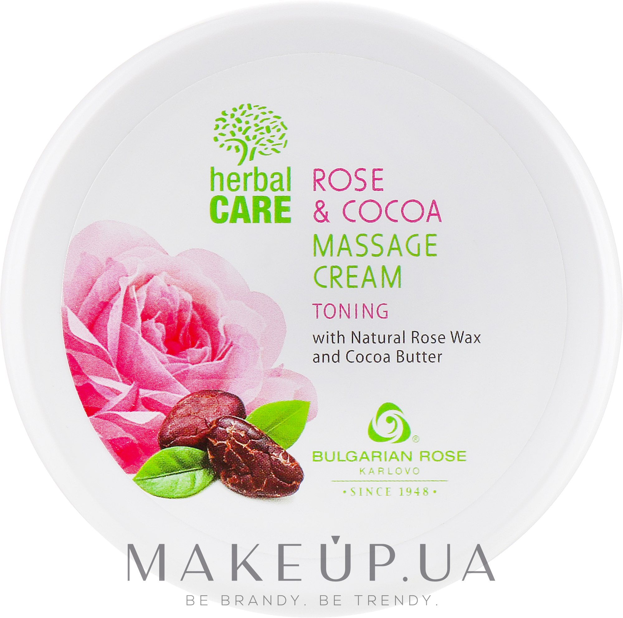 Масажний крем з тонувальним ефектом - Bulgarian Rose Herbal Care Rose & Cococa Massage Cream — фото 240ml