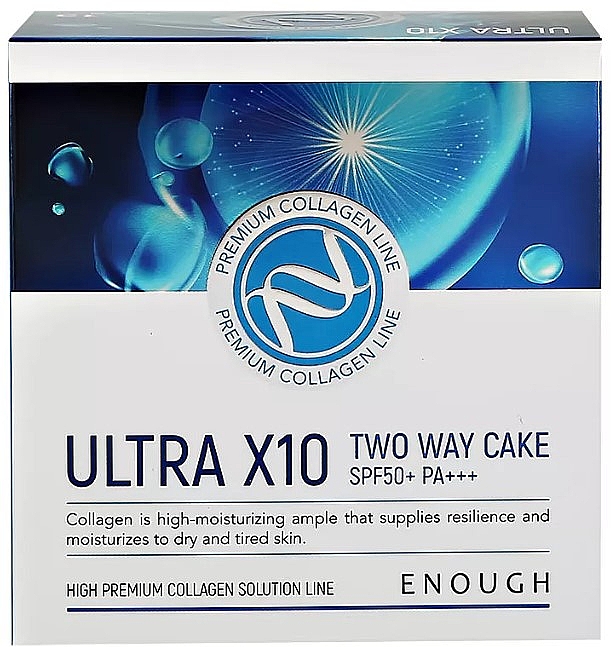  Пудра з колагеном для обличчя зі змінним блоком - Enough Premium Ultra X10 Two Way Cake SPF50+ PA+++ — фото N4