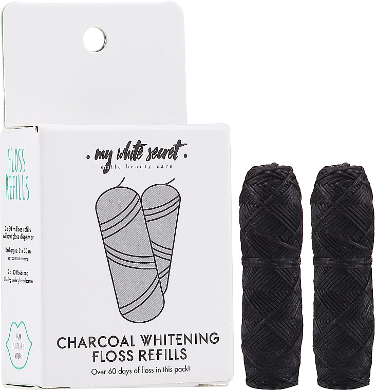 Зубная нить - My White Secret Charcoal Whitening Floss Refill (сменный блок) — фото N2