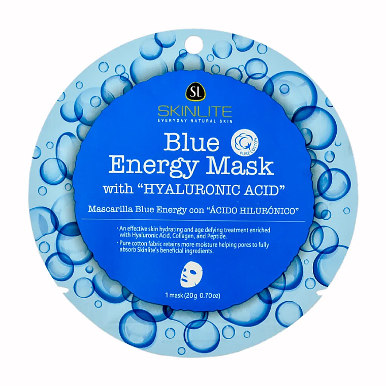 Маска для лица с гиалуроновой кислотой - Skinlite Blue Energy Mask With Hyaluronic Acid — фото N1