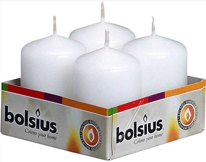 Свеча цилиндрическая, белая, 60х40 мм - Bolsius Candle — фото N1