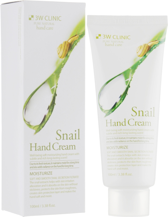 Крем для рук, з равликом "Регенерація і гладкість" - 3W Clinic Snail Hand Cream
