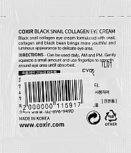 Антивозрастной крем для кожи вокруг глаз - Coxir Black Snail Collagen Eye Cream (пробник) — фото N2