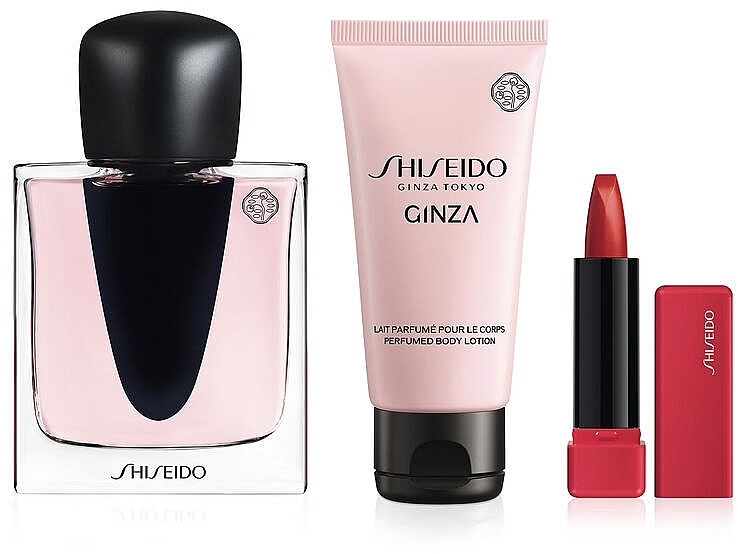 Shiseido Ginza - Набор (edp/50ml + b/lot/50ml + lipstick/2g) — фото N2