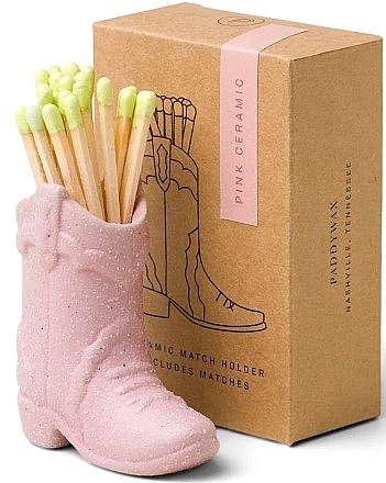 Футляр для спичек с наполнением, розовый - Paddywax Nashville Ceramic Boot Match Holder Pink — фото N1