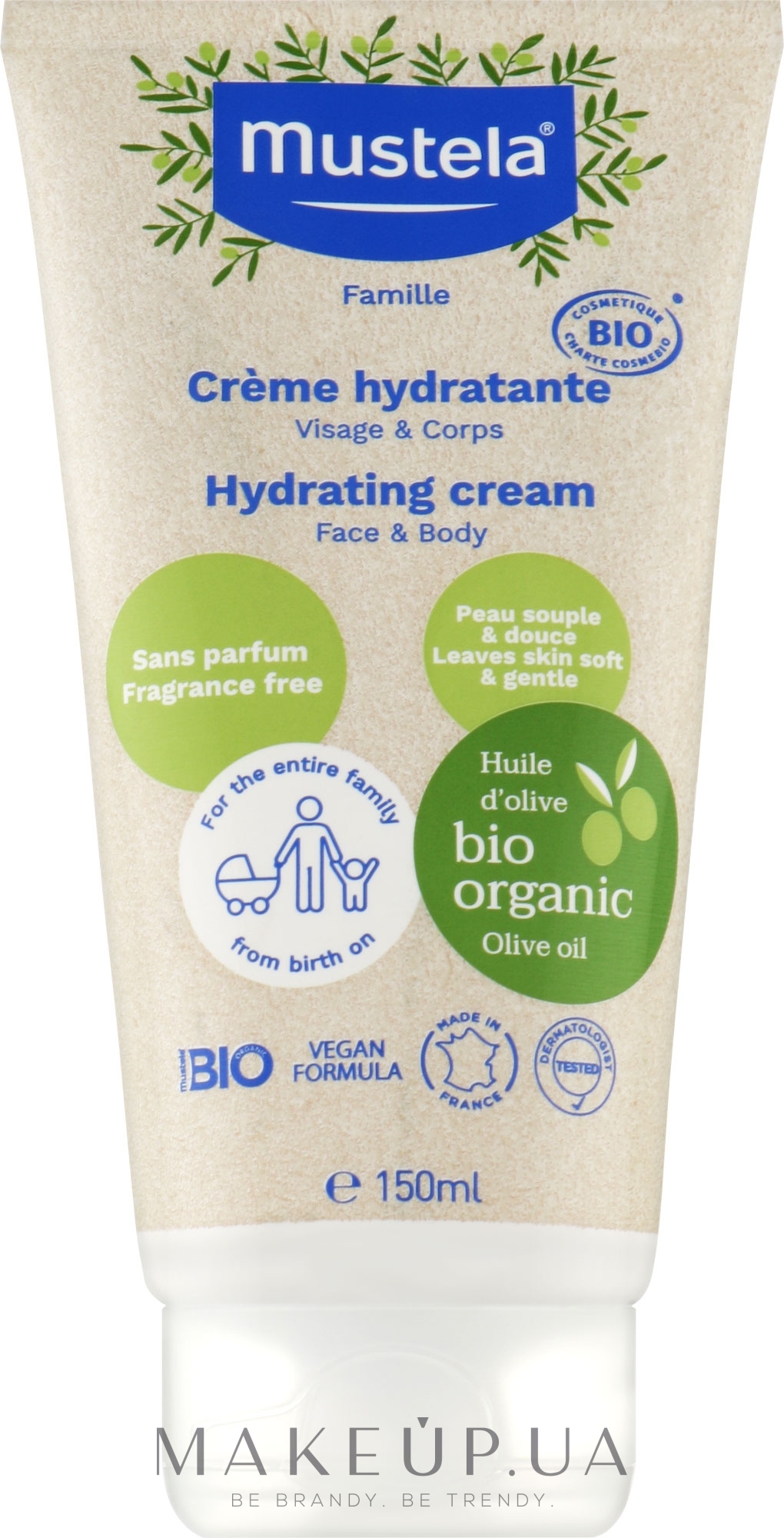 Зволожувальний крем з оливковою олією й алое - Mustela Famille Hydrating Cream for Face & Body — фото 150ml