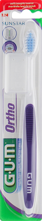 Зубная щетка ортодонтическая, мягкая, фиолетовая - G.U.M Orthodontic  — фото N1