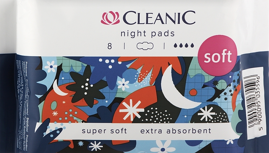 Прокладки ночные, 8 шт - Cleanic Soft Night Pads — фото N1