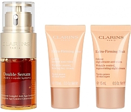 Парфумерія, косметика Набір - Clarins Double Serum & Extra-Firming Set (serum/30ml + cr/15ml + cr/15ml)