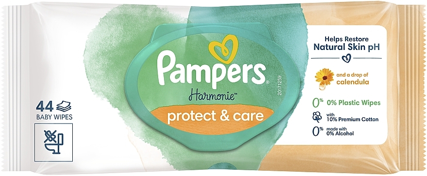 Детские влажные салфетки с календулой, 44 шт. - Pampers Harmonie Protect&Care Baby Wipes  — фото N2