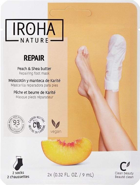 Маска для ног - Iroha Nature Repair Peach Socks Foot Mask — фото N1