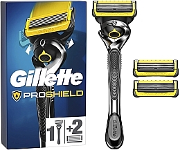 Станок для гоління з 3 змінними касетами - Gillette Proshield Razor + 3 Razor Blades — фото N1