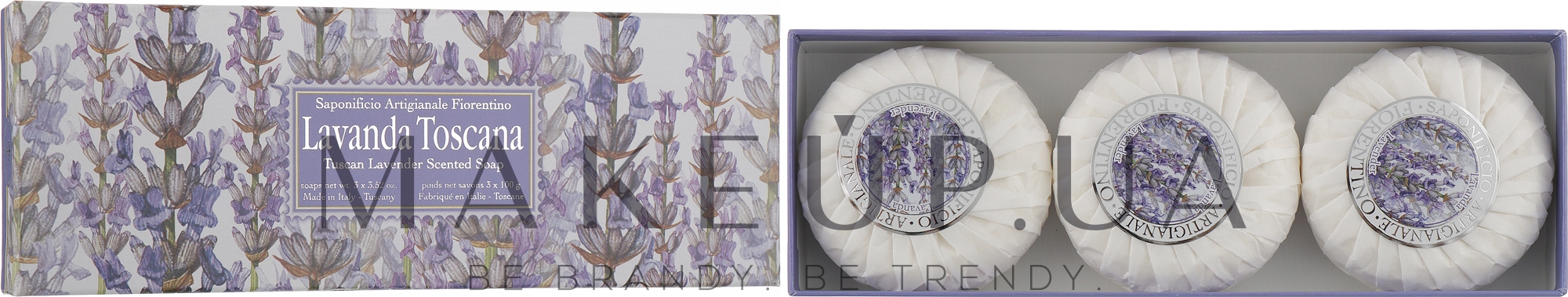 Набор натурального мыла "Лаванда" - Saponificio Artigianale Fiorentino Lavender Soap — фото 3x100g