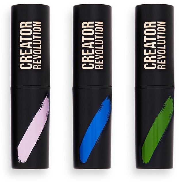 УЦЕНКА Набор стиков для макияжа - Makeup Revolution Creator Fast Base Paint Stick Set Pink, Blue & Green * — фото N3