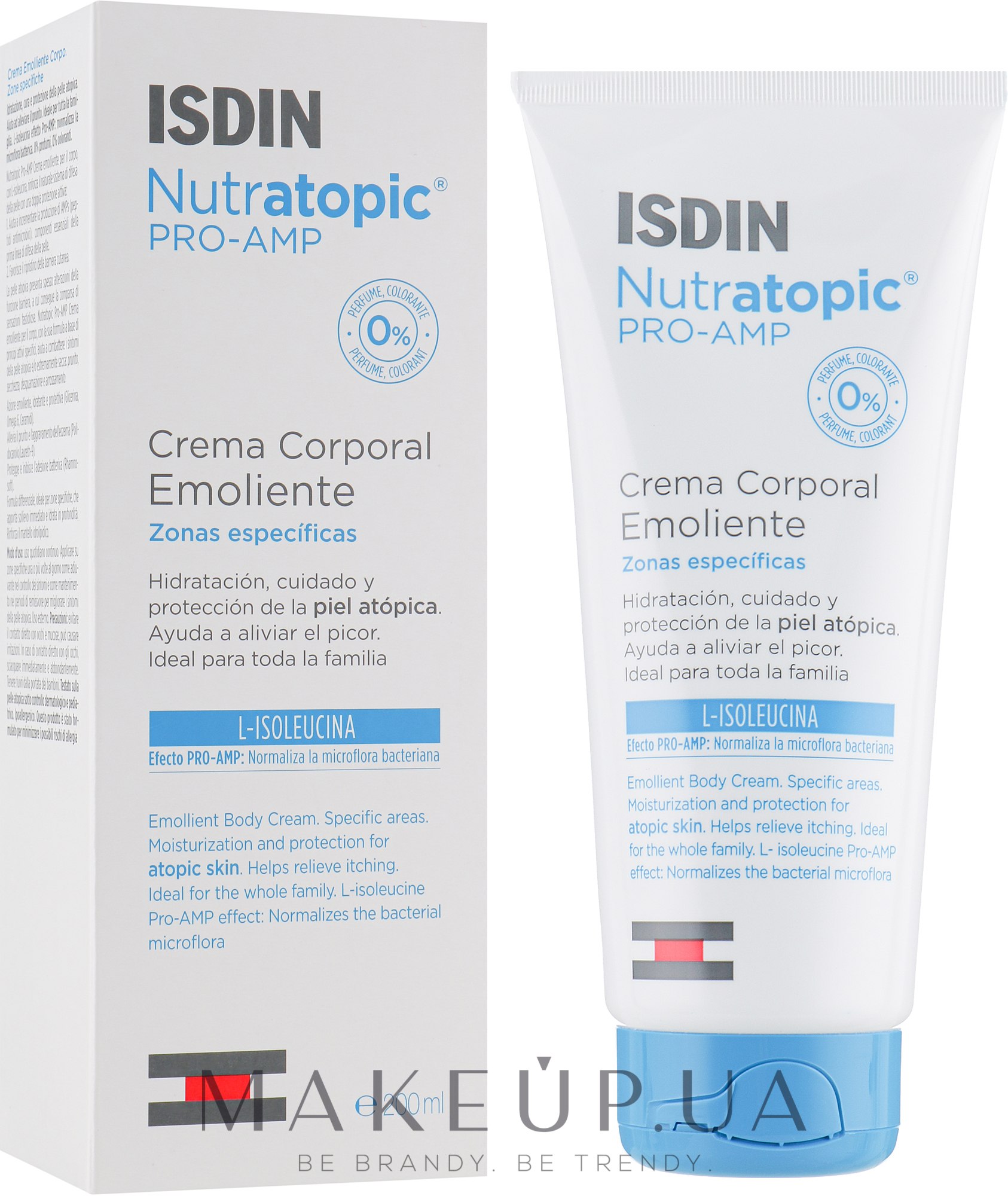 Крем для кожи тела с атопическим дерматитом - Isdin Nutratopic Pro-AMP Emollient Cream — фото 200ml