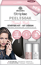 Набор - Alessandro International Striplac Peel Or Soak French Nails Starter Kit (led/lamp + nail/polish/3x5ml + n/top/5ml + aceton/30ml + n/file/10pc + n/sponge/50pc + sticks + chopstick) — фото N1