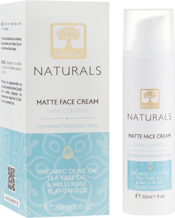 Матувальний крем для обличчя для жирної та комбінованої шкіри - BIOselect Naturals Matte Face Cream