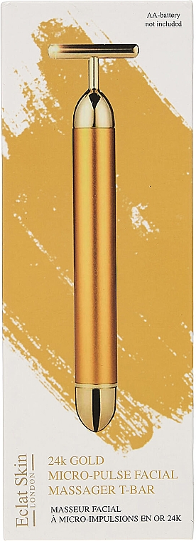 Массажер для лица из 24-каратного золота - Eclat Skin London 24k Gold Micro Pulse Facial Massager T-Bar — фото N1