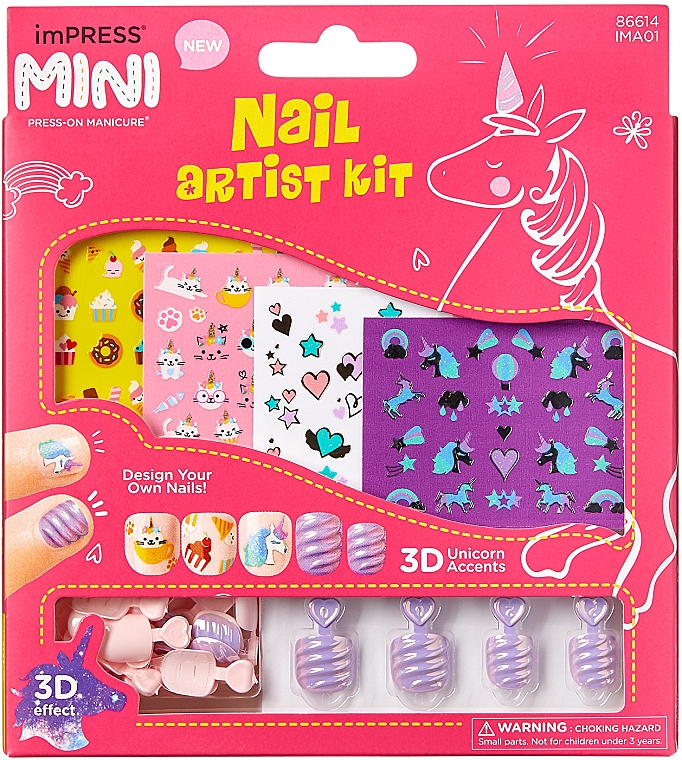 Набір накладних нігтів на клейовій основі - Kiss imPRESS Kids Nail Artist Kit — фото N1