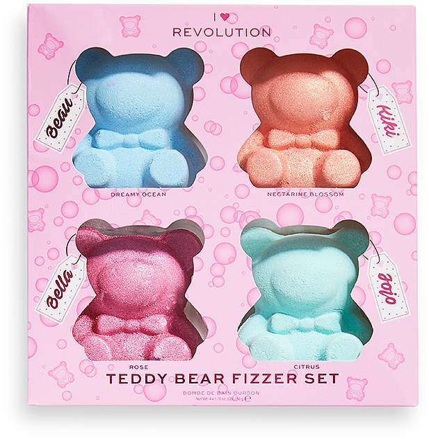 Набор "Плюшевый мишка" - I Heart Revolution Teddy Bear Fizzer Set (fizzer/4x50g) — фото N1