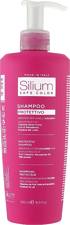 Шампунь для сохранения цвета окрашенных волос с молочным протеином и маслом макадамии - Silium Safe Color Shampoo — фото N2