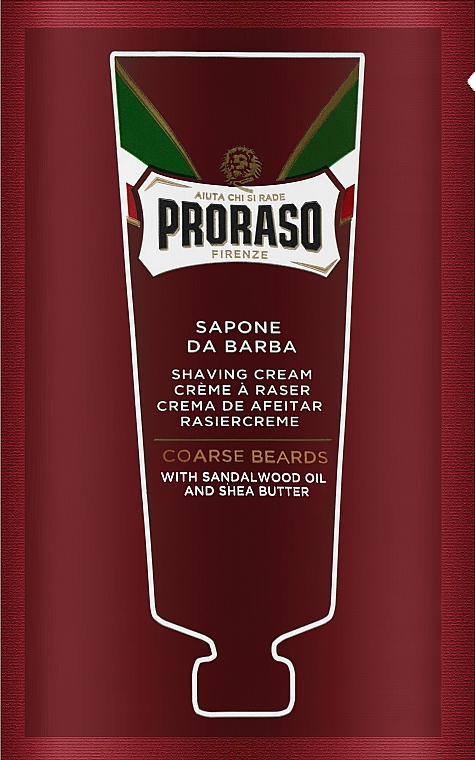 Крем для гоління для жорсткої щетини з маслом ши й сандалом - Proraso Red Shaving Cream (пробник)
