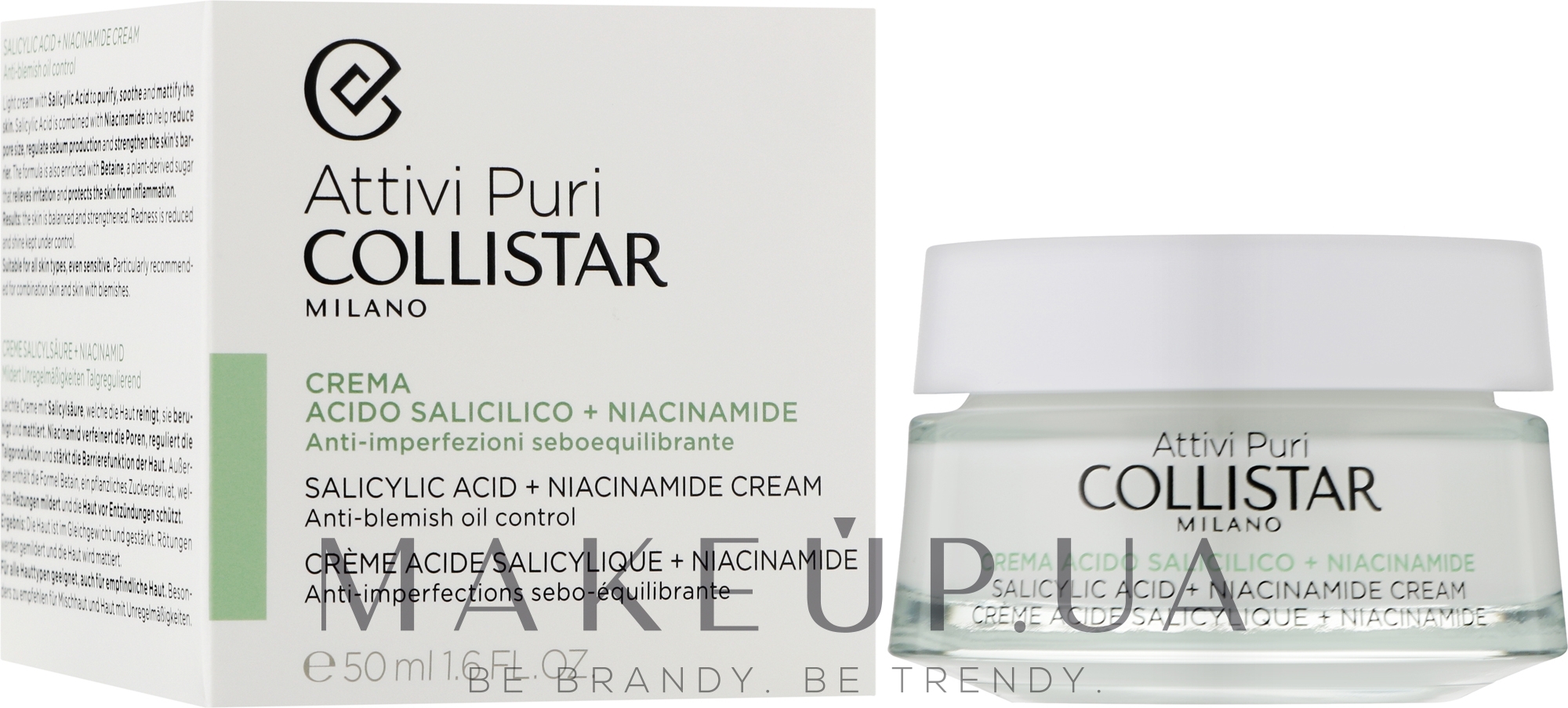 Крем для лица с салициловой кислотой и ниацинамидом - Collistar Attivi Puri Salicylic Acid + Niacinamide Cream — фото 50ml