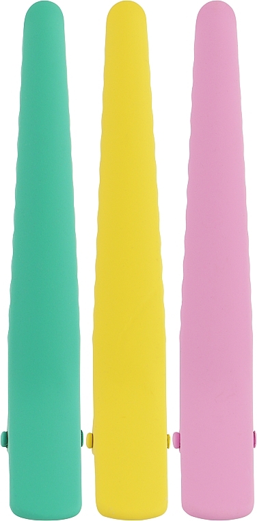 Затискач перукарський для волосся, зелений + рожевий + жовтий - Puffic Fashion — фото N1