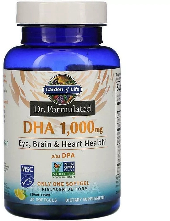 Харчова добавка "DHA" 1000 мг, капсули - Garden Of Life Dr. Formulated DHA 1,000 mg — фото N1