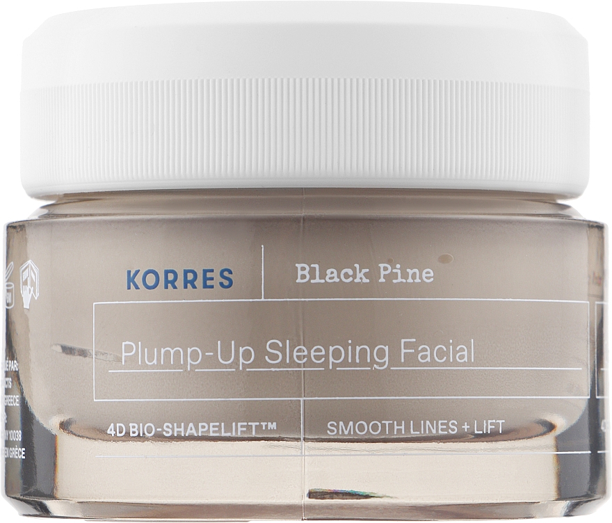 Крем для лица с черной сосной 4D-лифтинг, ночной - Korres Black Pine Plump-Op Sleeping Facial