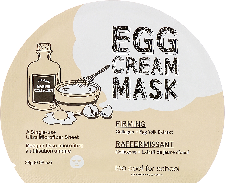 Тканевая яичная маска для лица - Too Cool For School Egg Cream Mask Firming — фото N1