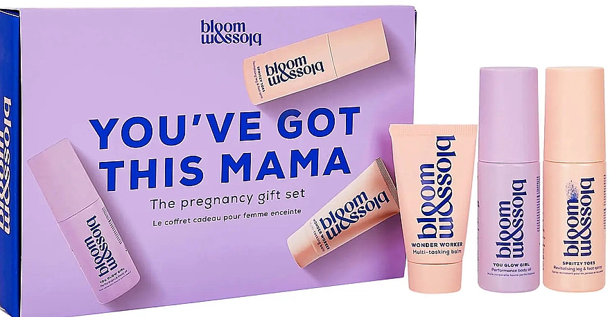 Набір - Bloom & Blossom You've Got This Mama The Pregnancy Gift Set (foot/spray/40ml + b/balm/25ml + b/oil/40ml) — фото N1