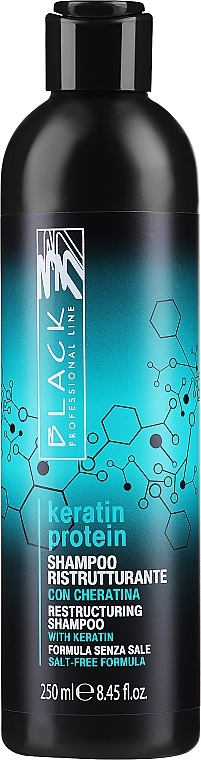 Реструктурувальний шампунь для пошкодженого волосся "Кератиновий протеїн" - Black Professional Line Keratin Protein Shampoo