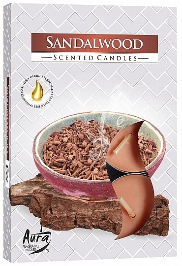 Набор чайных свечей "Сандаловое дерево" - Bispol Sandalwood Scented Candles — фото N1