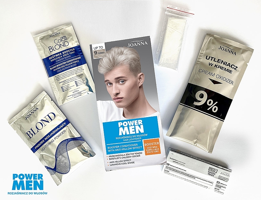 Осветлитель для волос до 9 тонов - Joanna Power Men Hair Lightener Booster Conditioner With Anti-Yellow Effect  — фото N4