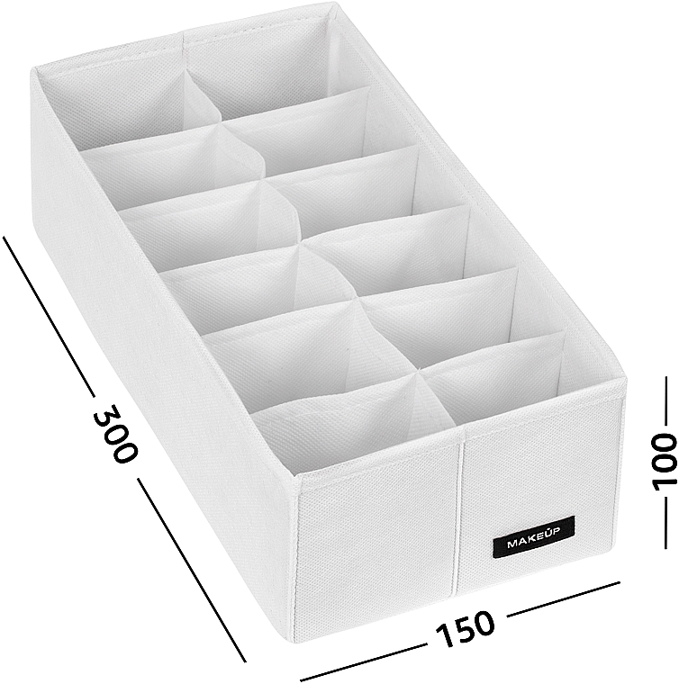 Органайзер для хранения с 12 ячейками, белый 30х15х10 см "Home" - MAKEUP Drawer Underwear Organizer White — фото N2