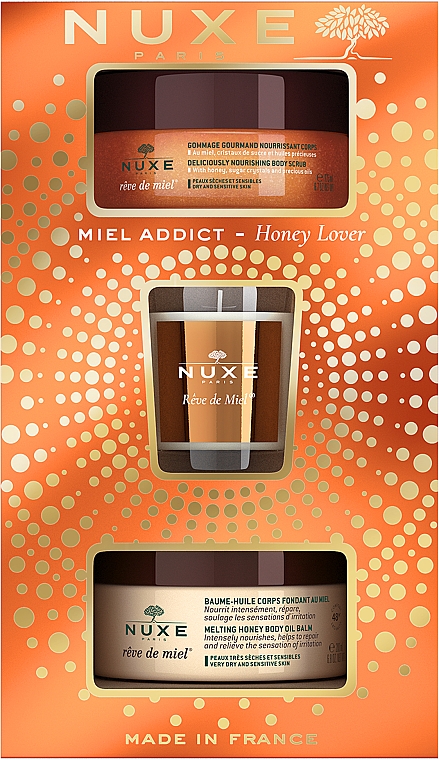 Подарочный набор - Nuxe Honey Lover Gift Set (b/oil/200ml + b/scr/175ml + candle/70g) — фото N1