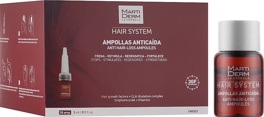 Ампулы от выпадения волос - Martiderm Hair System Anti Hair-loss Ampoules — фото N3