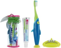 Парфумерія, косметика Набір дитячий - Pierrot Kids Sharky Dental Kit (tbrsh/1шт + tgel/25ml + press/1шт)