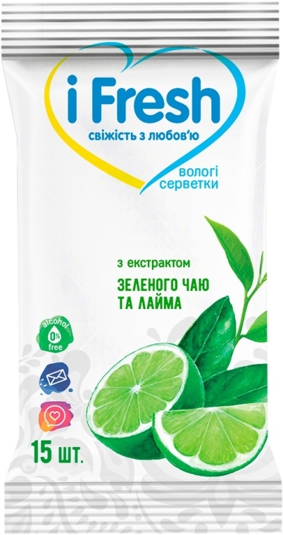 Влажные салфетки c экстрактом зеленого чая и лайма - IFresh