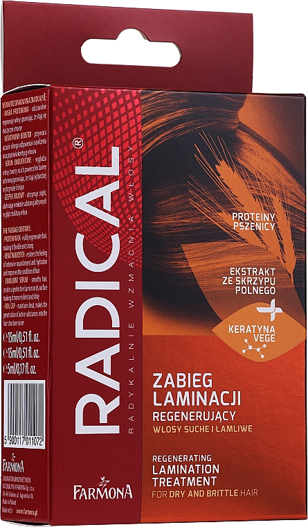 Набор для ламинирования волос - Farmona Radical Lamination Treatment (h/mask/15ml + h/booster/15ml + h/ser/5ml) — фото N1