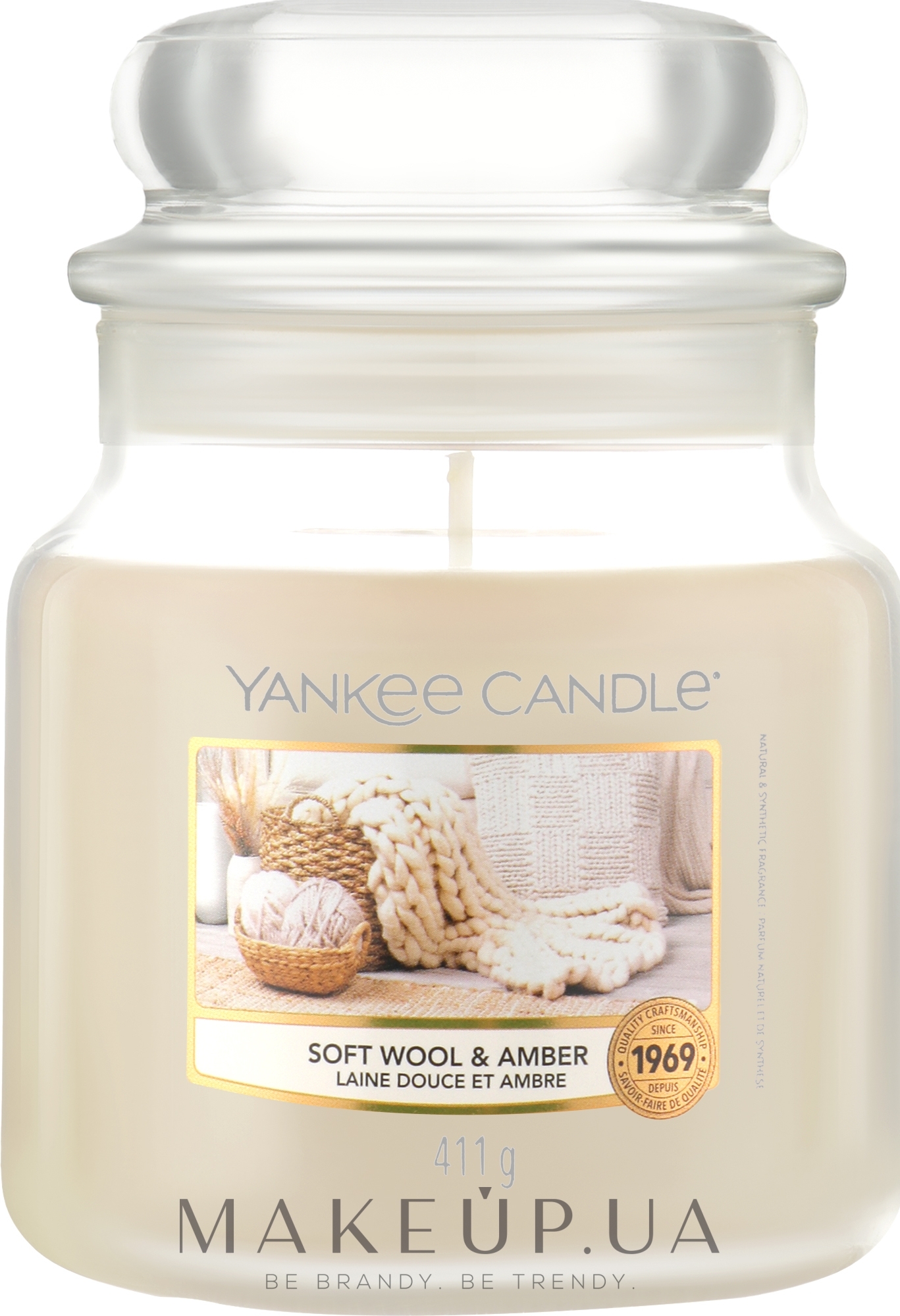 Ароматическая свеча в банке - Yankee Candle Soft Wool & Amber — фото 411g