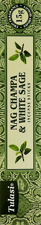 Благовония "Наг Чампа и белый шалфей" - Tulasi Nag Champa & White Sage Incense Sticks — фото N1