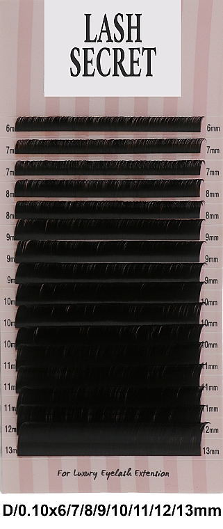 Накладные ресницы, черные, 16 линий (mix, 0,1, D, 6-13) - Lash Secret — фото N1